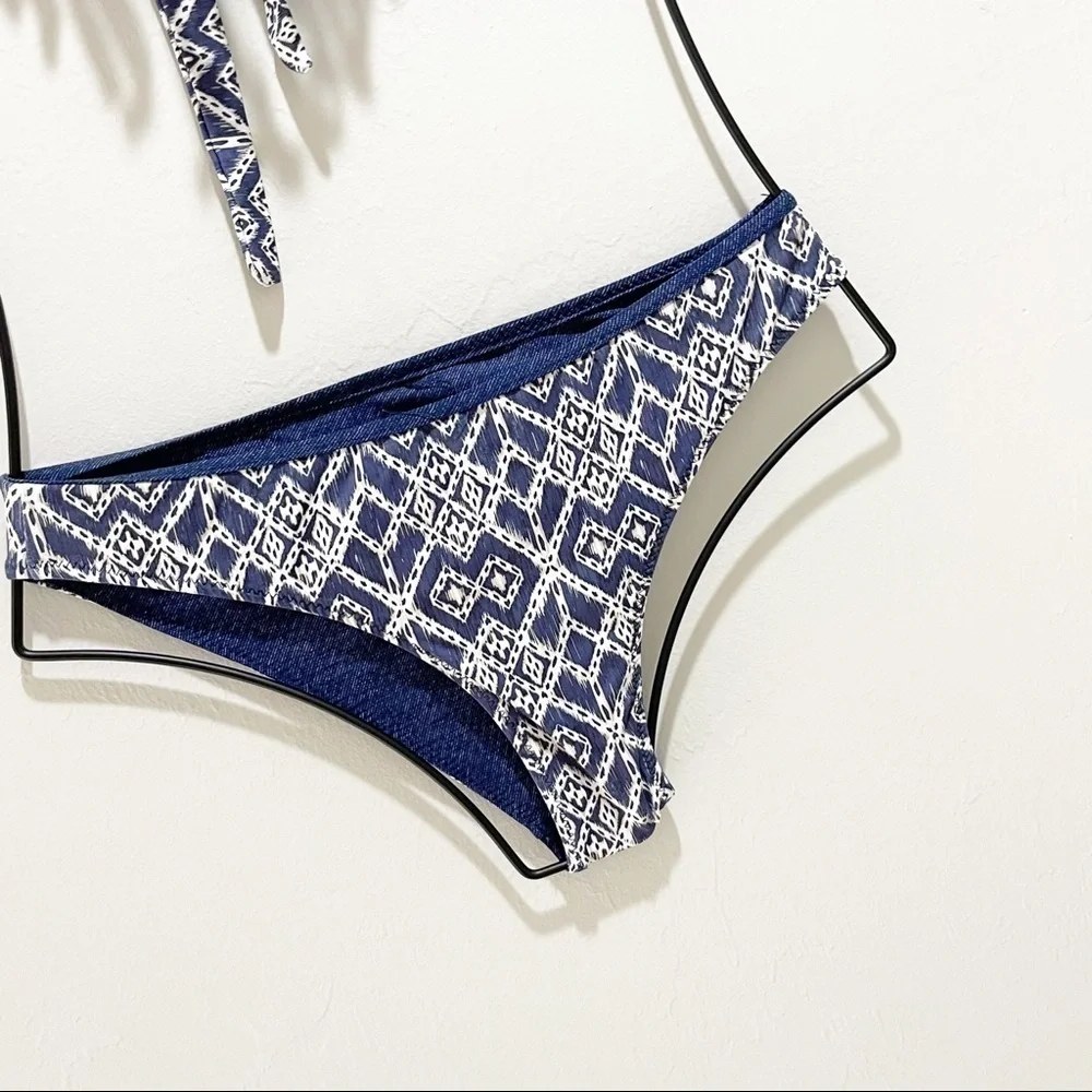 TO THE 9’S Big Girls Swim Bikini Blue Reversible